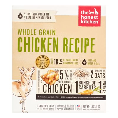 The Honest Kitchen Revel: Natural Human Grade Dehydrated Dog Food  Chicken &amp; Organic Grains  4 lbs (Makes 16 lbs)