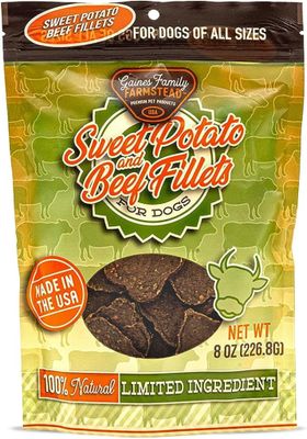 Gaines Family Farmstead Sweet Potato and Beef Fillets  All-Natural  Grain Free  Dog Treats for All Ages &amp; Breeds  Made in The USA (8 oz. Bag)
