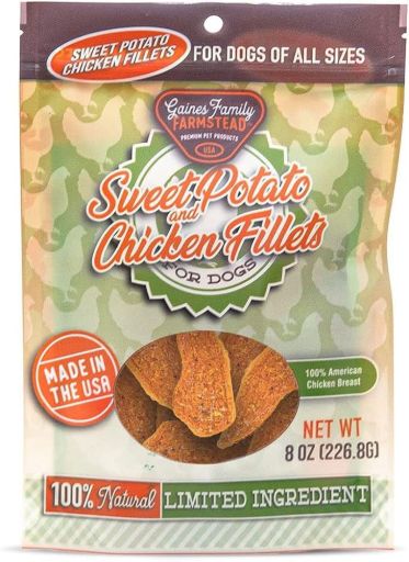 Gaines Family Farmstead Sweet Potato and Chicken Fillets  All-Natural  Grain Free  Dog Treats for All Ages &amp; Breeds  Made in The USA (8 oz. Bag)