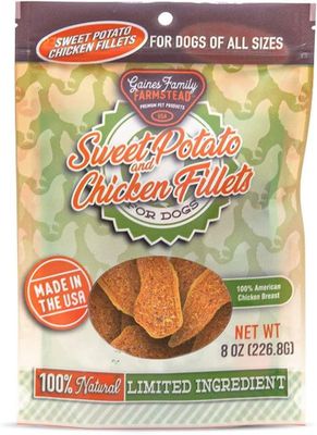Gaines Family Farmstead Sweet Potato and Chicken Fillets  All-Natural  Grain Free  Dog Treats for All Ages &amp; Breeds  Made in The USA (8 oz. Bag)
