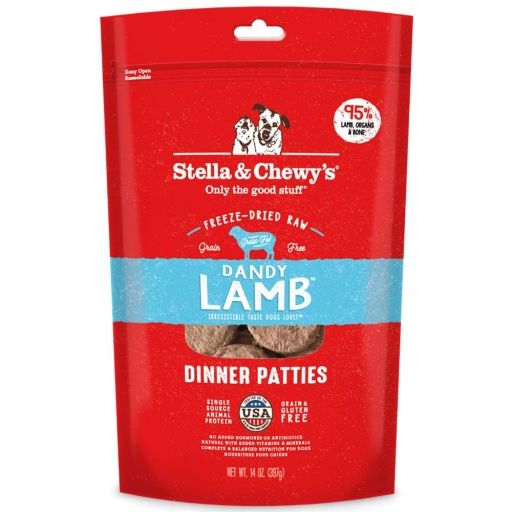 Freeze Dried Raw Dinner Patties High Protein Dandy Lamb Recipe Dry Dog Food 14 Oz.