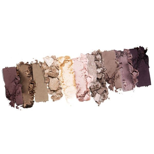 Knockout Nudes 2 Eye Shadow Palette open showing all colors and makeup brushes on a white background. 