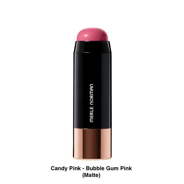 Merle Norman Cheek Crayon in the Candy Pink - Buybble Gum Pink (Matte) shade on a white background. 