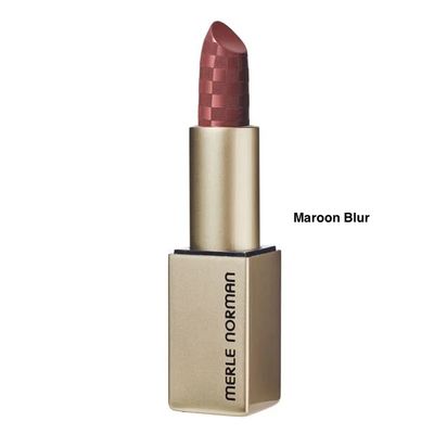Merle Norman Soft Blur Lipstick in Maroon Blur shade.