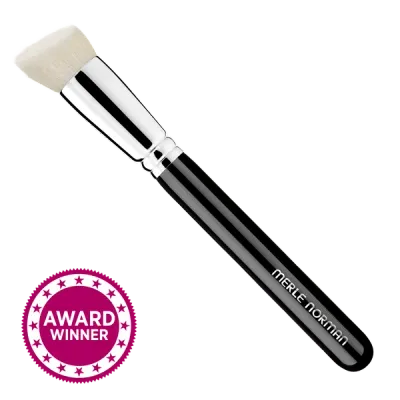 The Merle Norman Makeup Artistry Face #7 Brush (Angled Foundation) on a white background with an Award Winner badge below.