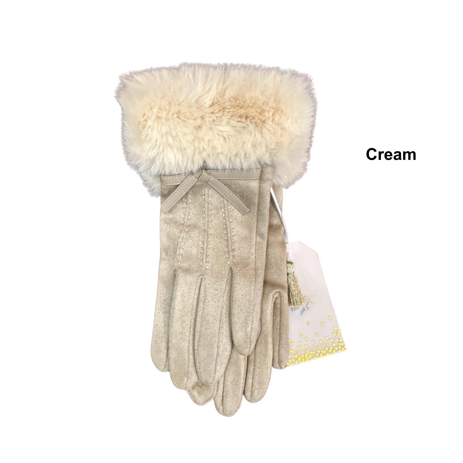 Merle Norman Elizabethton's ​Ladies CHIC Winter Gloves in all colors on a decadent background fabric.