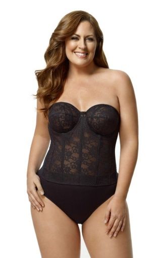 LACE STRAPLESS LONGLINE BRA, Color: Black, Size: 34C