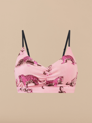 WOMEN&#39;S FEELFREE RUCHED BRALETTE, Colour: TIGER POP, Size: XS