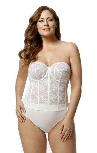 Lace Strapless Longline White, Color: White, Size: 34C