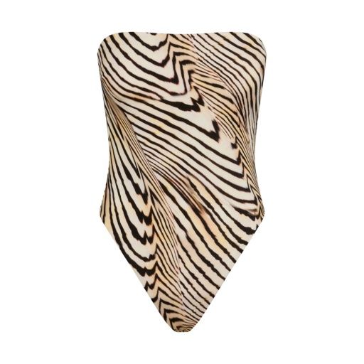 Classic Bandeau One Piece - Shell Stripe EcoShimmer, Size: XS