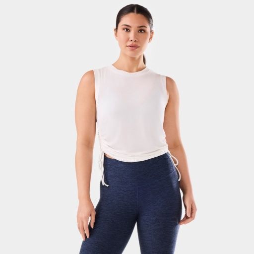 Crop Side Tie Tank Coconut, Colour: COCONUT, Size: XSmall