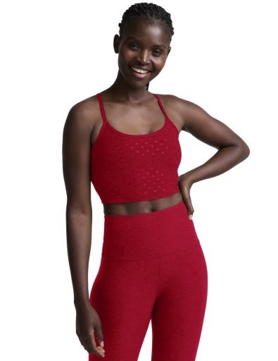 Softshine Slim Racerback High Cropped Tank, Color: Holly Red Ditsy Hearts, Size: XS