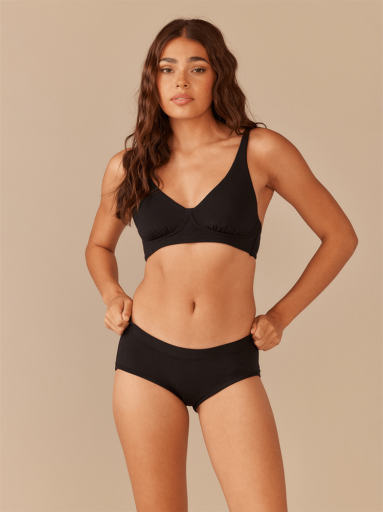 WOMEN&#39;S FEELFREE LONGLINE BRALETTE, Colour: BLACK, Size: XS