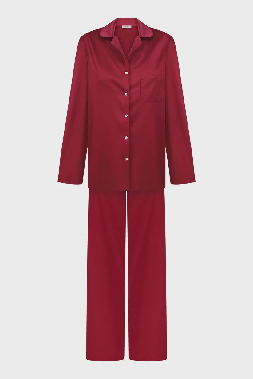 BUTTON UP LONG SLEEVE PJ SET SATIN