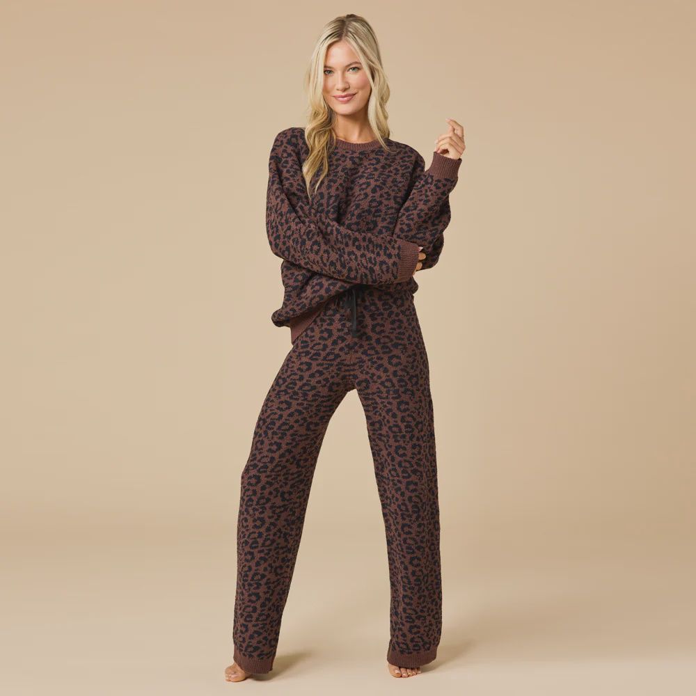 Marshmallow Leopard Crew Neck Lounge Set