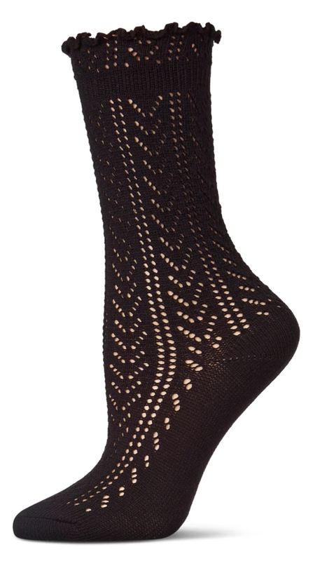 MeMoí Ruffle Pointelle Crew Sock