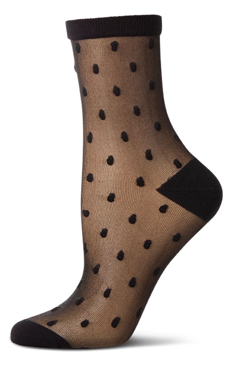 MEMOI POLKA DOT SHEER ANKLE SOCKS