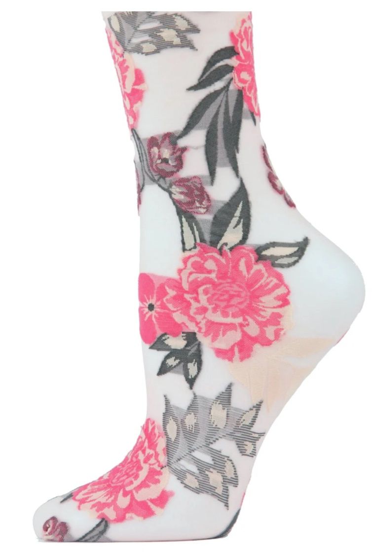 MeMoí Botanic Bunches Sheer Anklet Socks