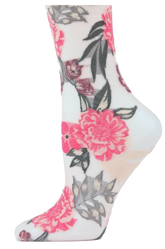 MeMoí Botanic Bunches Sheer Anklet Socks