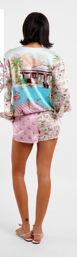 Pink Flamingo Club Silk PJ Shorts