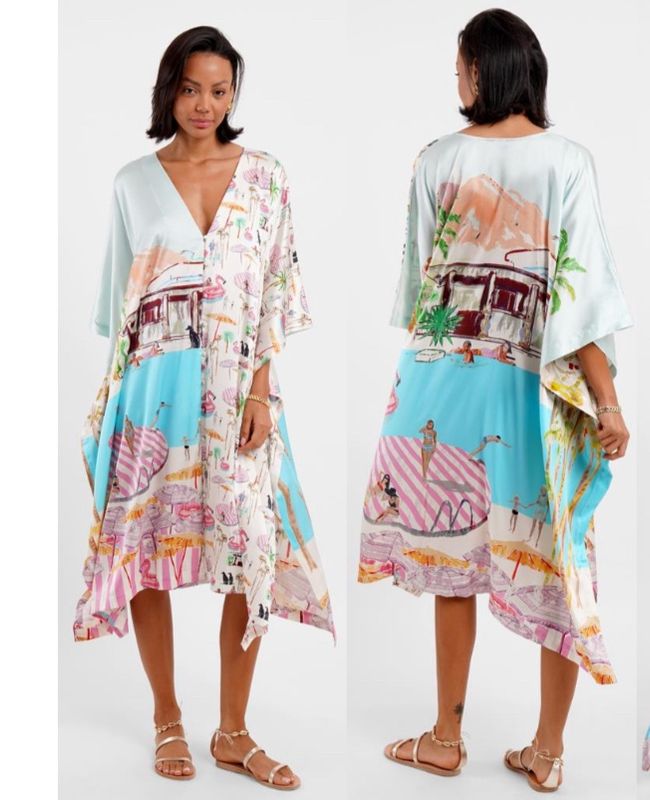 Pink Flamingo Club Maxi Kaftan Dress