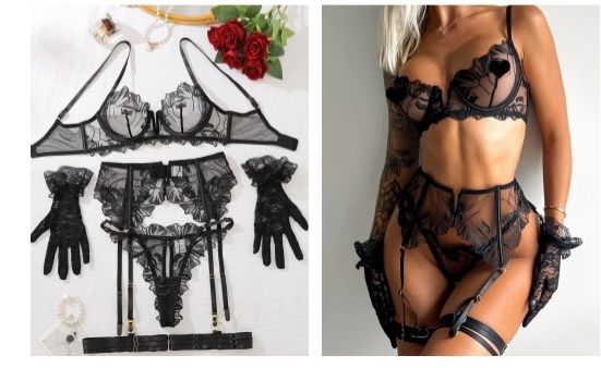 ENCHANTING LACE HARNESS 5 PIECE LINGERIE SET