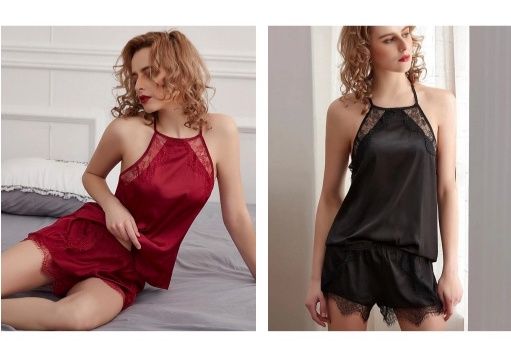 Moonlight Muse Saton and Lace Pajama Set