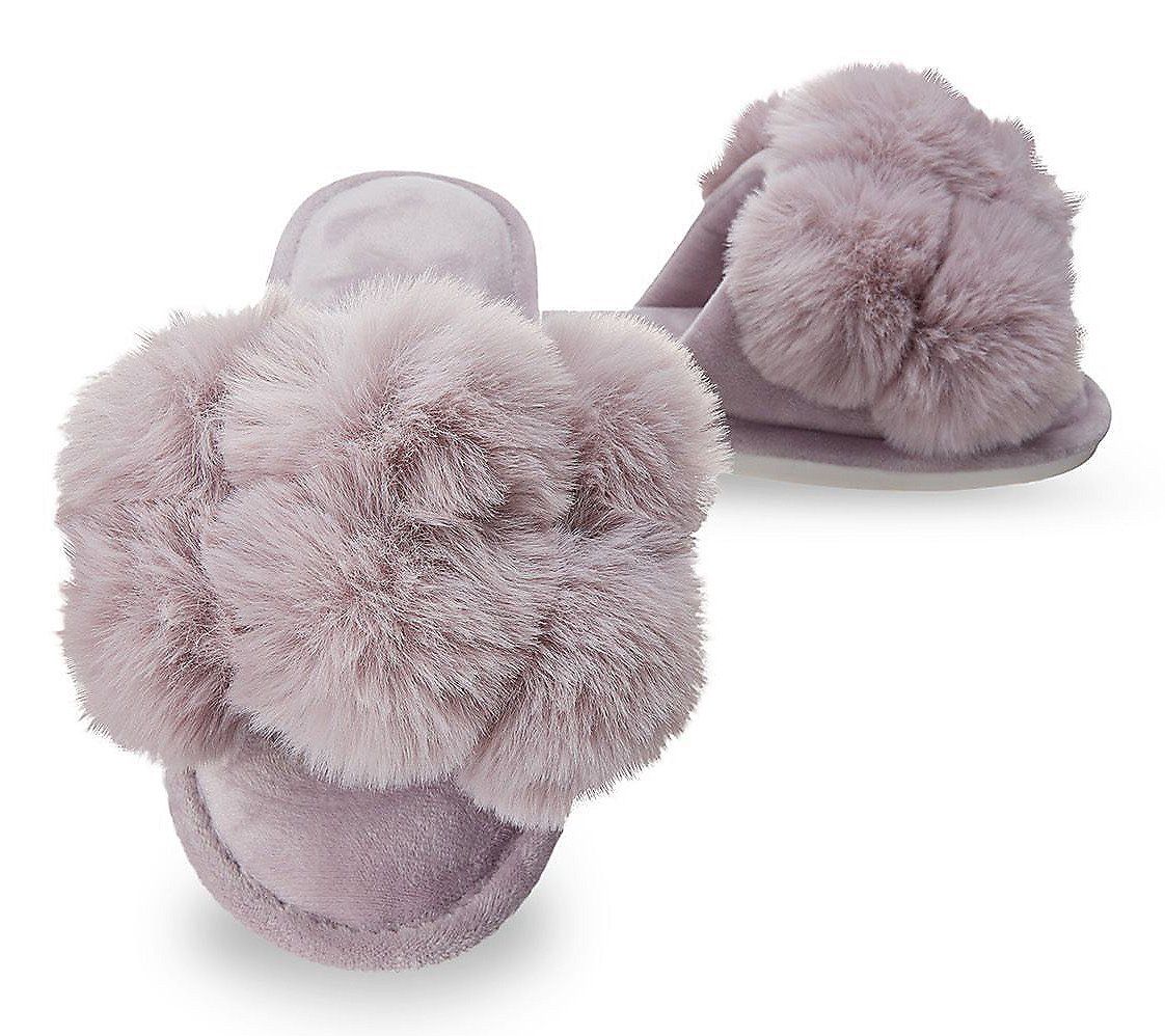 LUXE POMPOM PLUSH SLIPPER