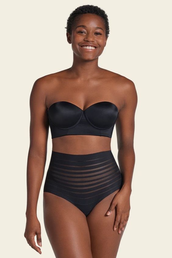 SLIMMING LACE STRIP HIGH WAISTED THONG PANTY