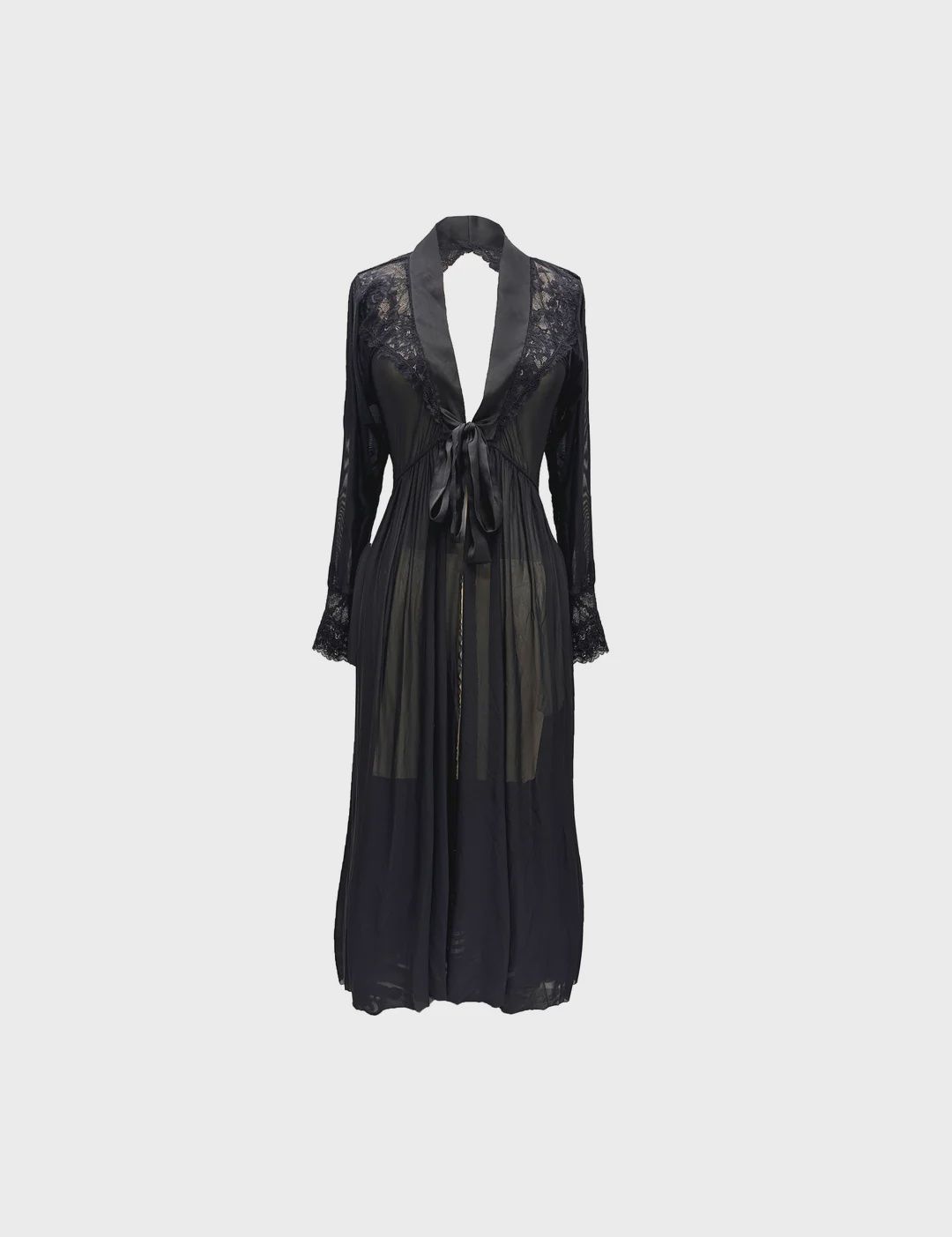 Terminator Lace Tulle &amp; Satin Long Draped Back Robe
