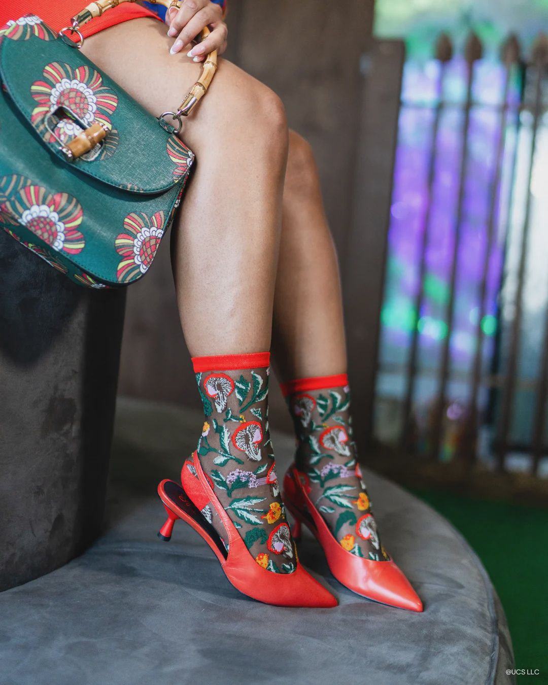 Wicked Elphaba Land Black Sheer Crew Sock