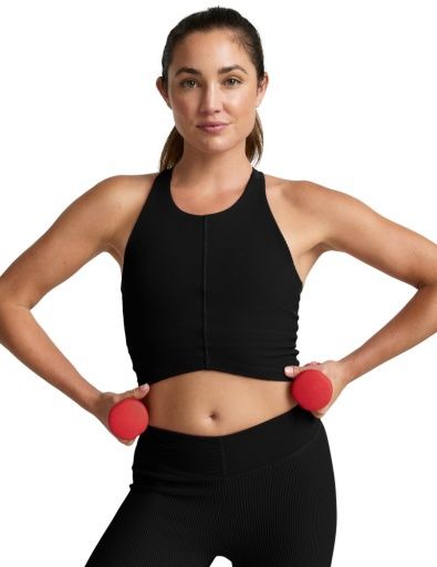 impulse ribbed high neck tank, Colour: black onyx, Season: spring 2026, Size: XS