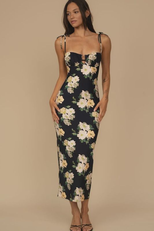 Liz Floral Petal Long Slip Dress