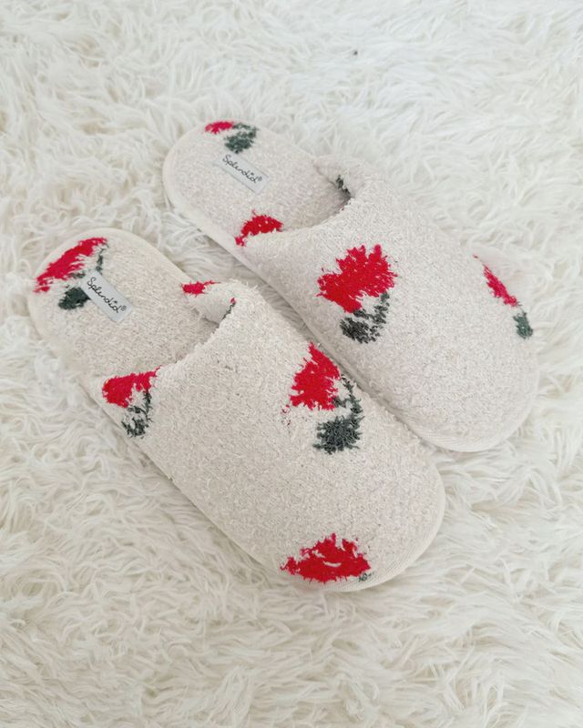 CHERRIES COZY FUZZY SLIPPERS