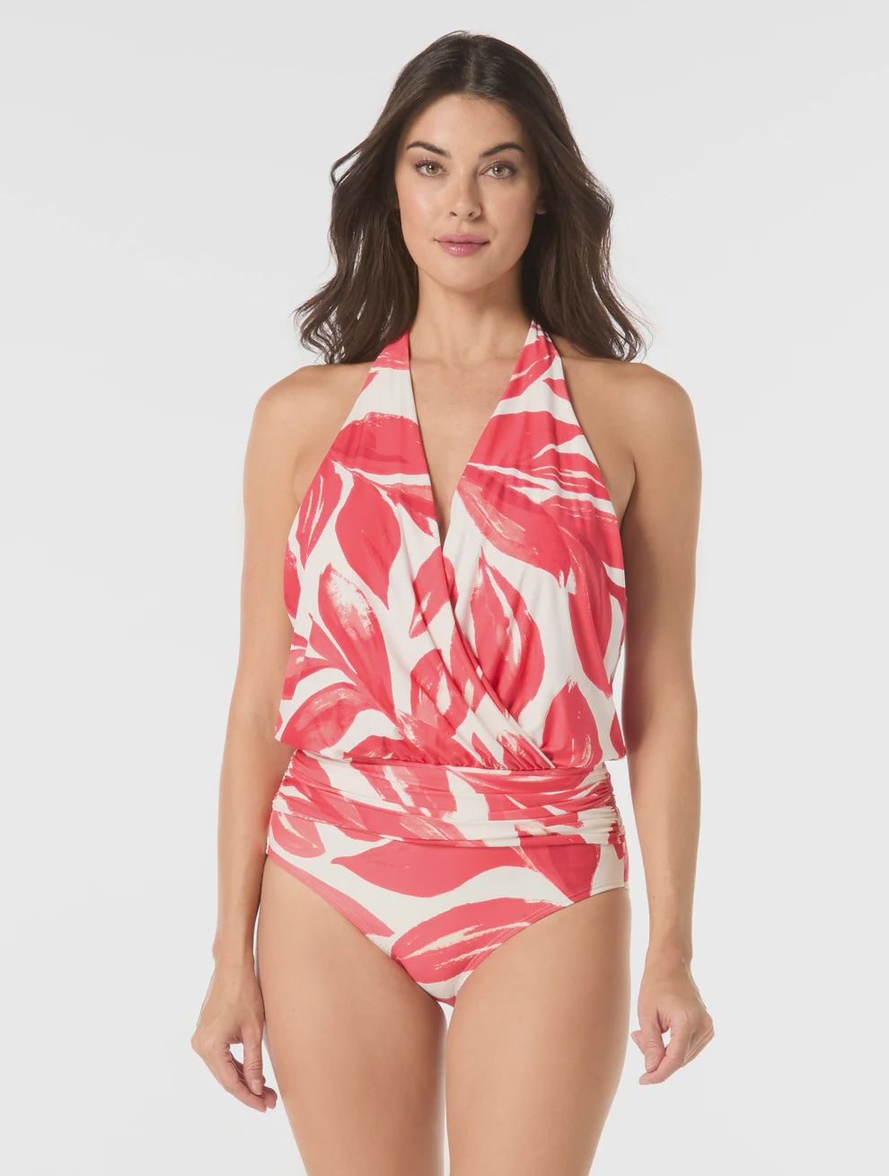 Carmen Marc Valvo Surplice One Piece Swimsuit - Tamarindo