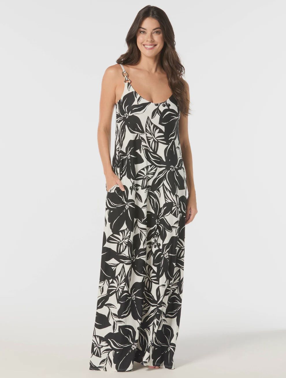 Carmen Marc Valvo A-line Maxi Dress Cover Up - Silent Bloom