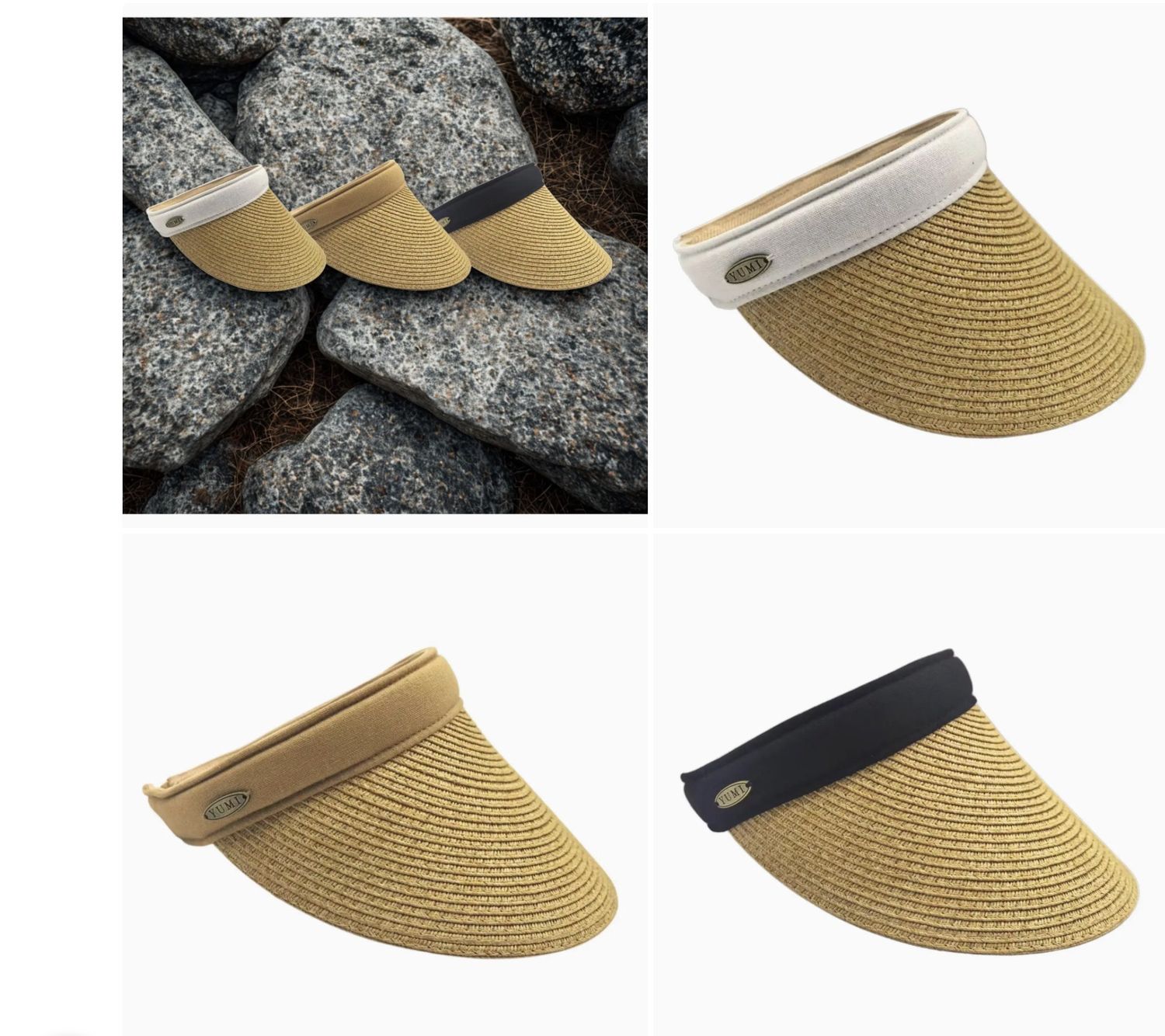 Women's Wide Brim Straw Slip-On Sun Visor/Dyed Toyo Braid