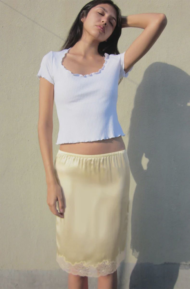 Silk Charmeuse Knee Length Skirt