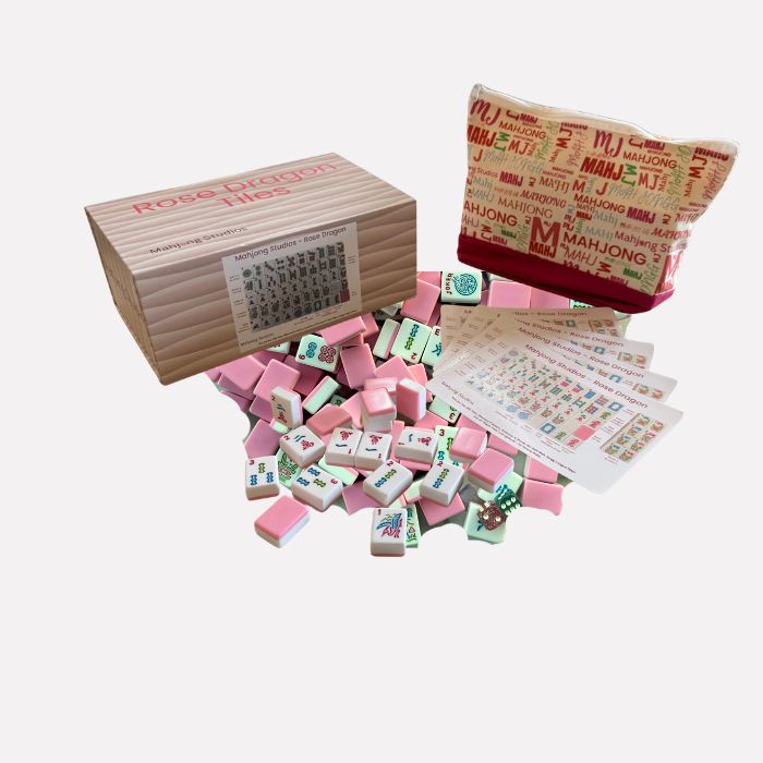 Rose Dragon American Mahjong Pink Tile Set Bundle (with Blanks) Rose Dragon American Mahjong Pink Tile Set Bundle (with Blanks), Choose Your Mat: No Mat, Choose Your Racks: No Racks
