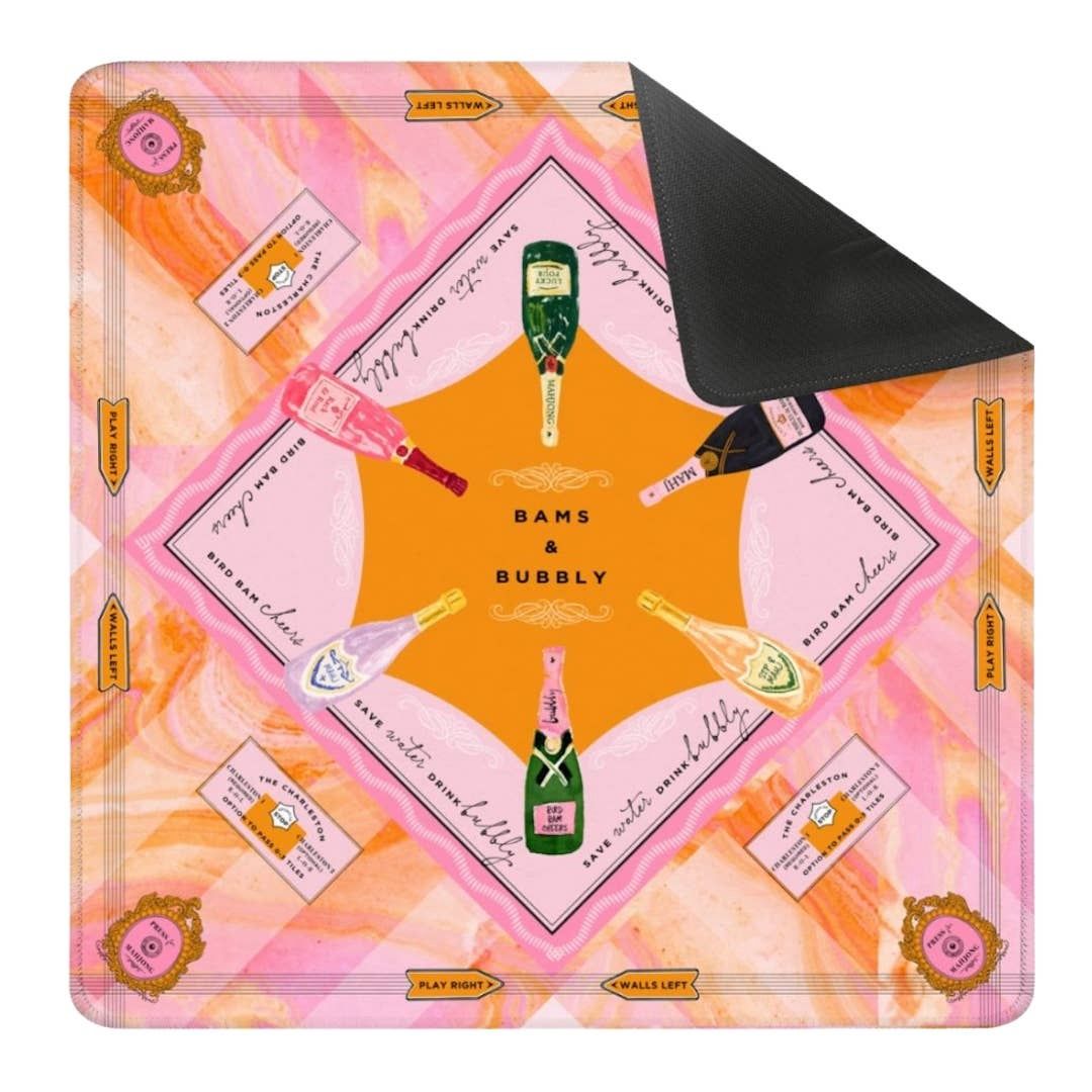 NEOPRENE Bams &amp; Bubbly Mahjong Mat | Champagne &amp; Mahj