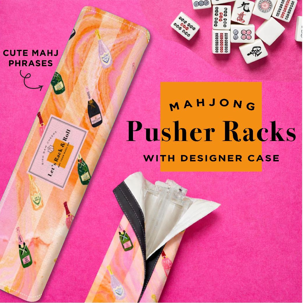 Champagne Mahjong Rack &amp; Pusher Set | Champs &amp; Mahj Collecti, Style: Poppin’ Bottles Champagne Pattern
