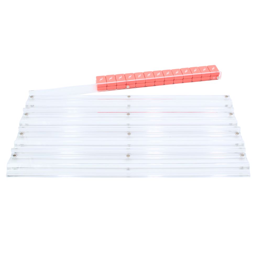 MAHJONG RACKS | Premium Acrylic | 4 Racks + 4 Pushers, Color: Transparent Clear