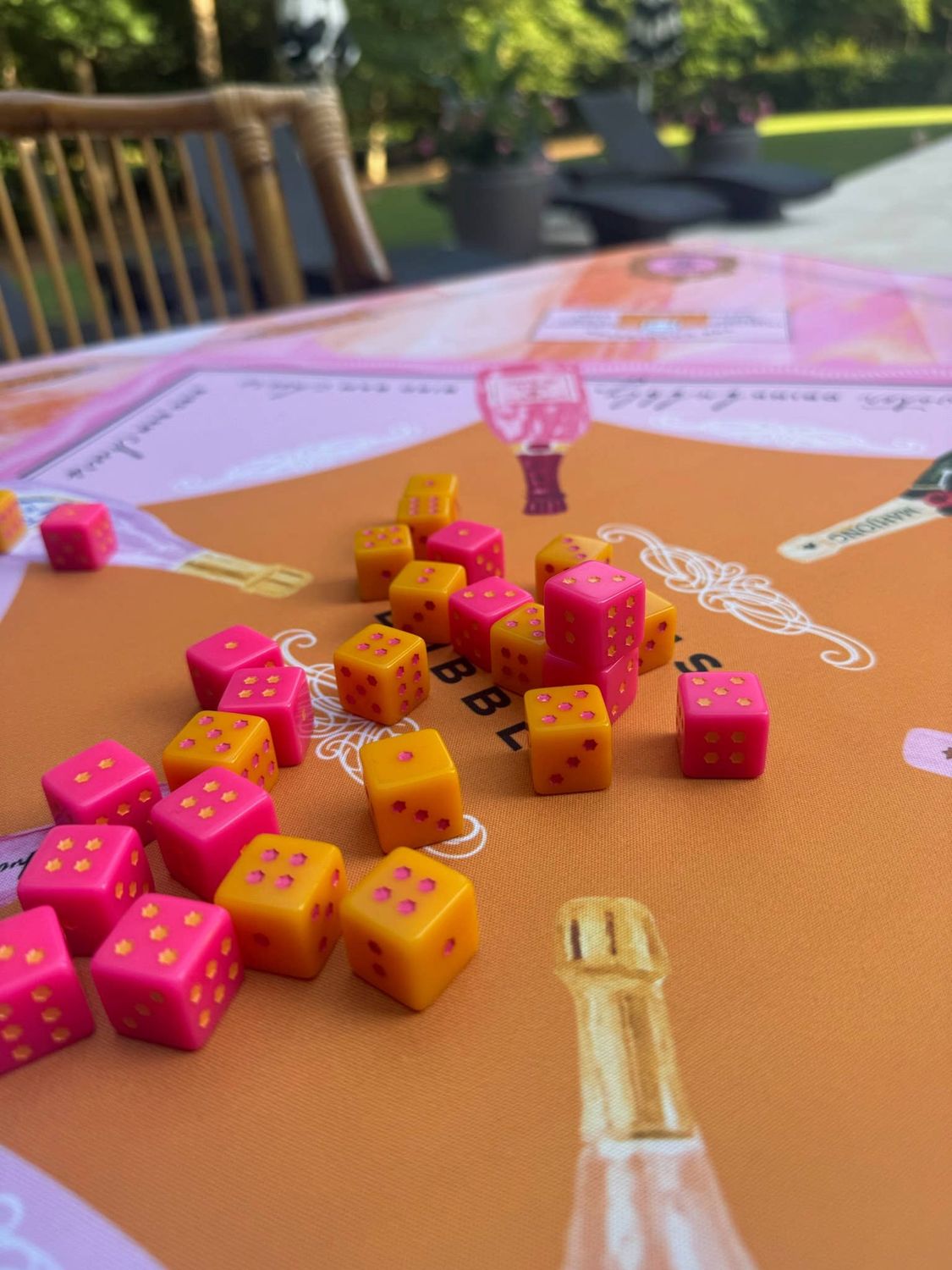 Bams &amp; Bubbly Custom Mahjong Dice Set (Set of 2) Pink Orange