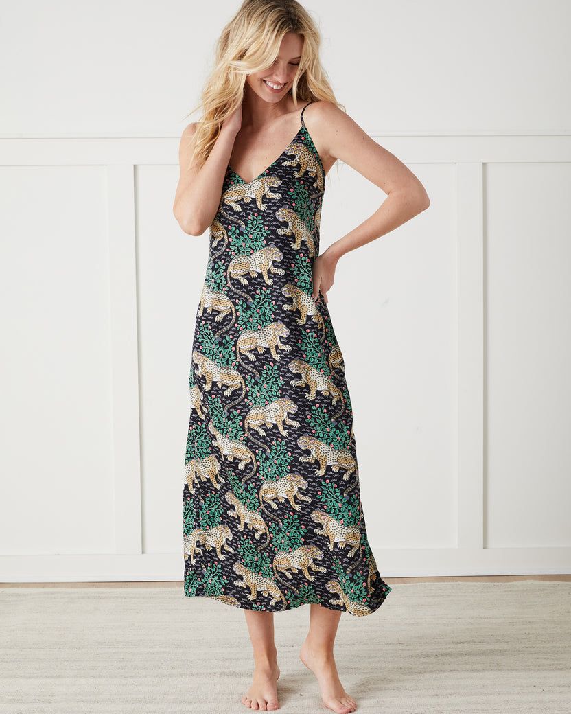Eco Satin Chic to Sleep Nightie in Bagheera Eco Satin Chic to Sleep Nightie in Bagheera
