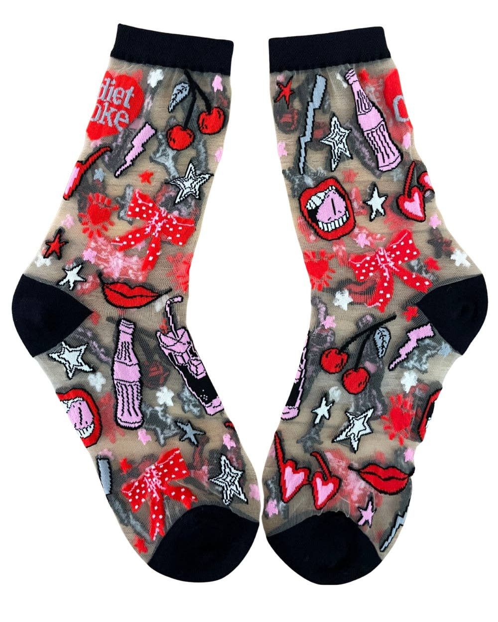 Diet Coke Girlie Sheer Crew Sock - Holiday Sock
