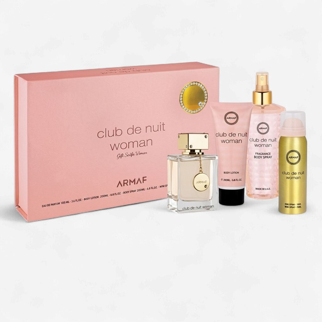 ARMAF CLUB DE NUIT WOMAN GIFT SET 3.6 floz EDP BODY MIST 8.4 floz BODY LOTION 3.4 floz BODY SPRAY 1.7 floz
