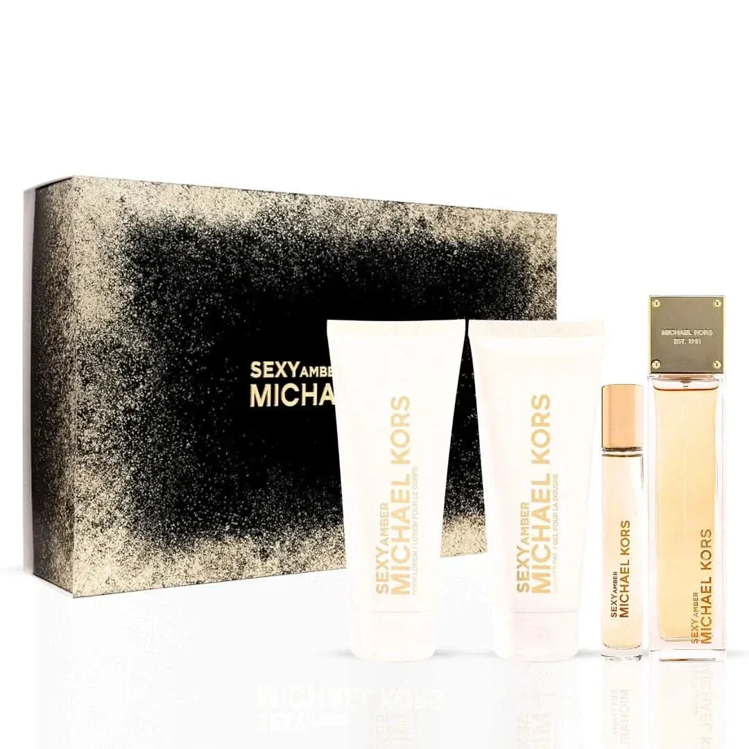 MICHAEL KORS SEXY AMBER L 4PCSET 3.4 *EDP* SPRAY / 3.4 BL / 3.4 S.GEL / 10ML *DISPLAY BOX*