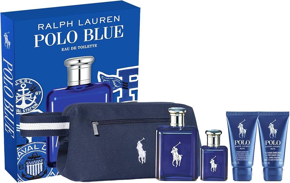 RALPH LAUREN POLO BLUE EDT TRAVEL KIT 5PCS 4.2fl.oz/1.36fl.oz/1.7fl.oz/1.7fl.oz