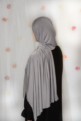 Hijab Jersey Premium Fin - GRIS FONCÉ