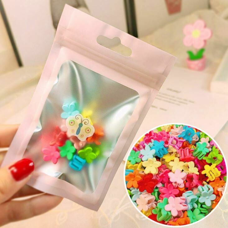 Комплект детских мини заколок - крабиков для волос 10 шт, в индивидуальной упаковке Цвет Микс - Цветок Матовый !